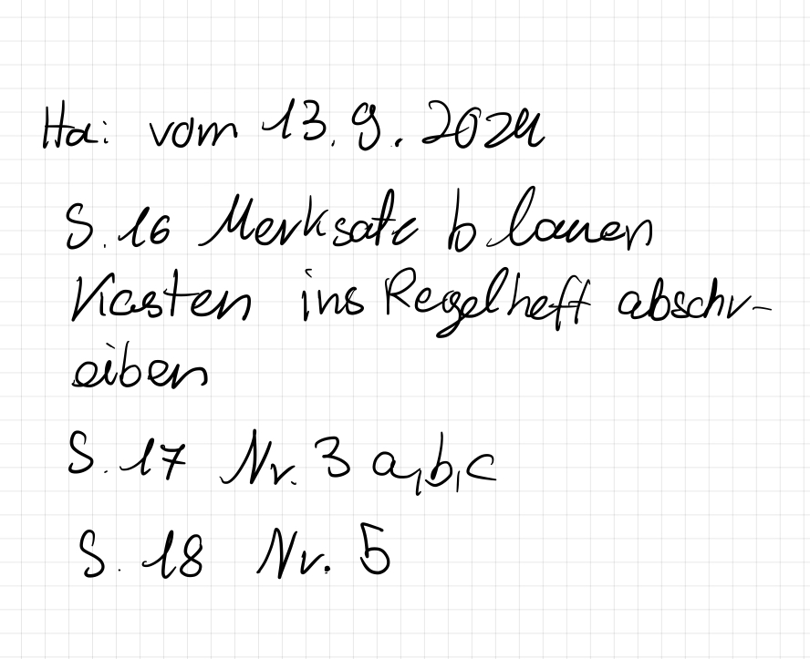 Mathe Hausaufgabe 13.09.2024